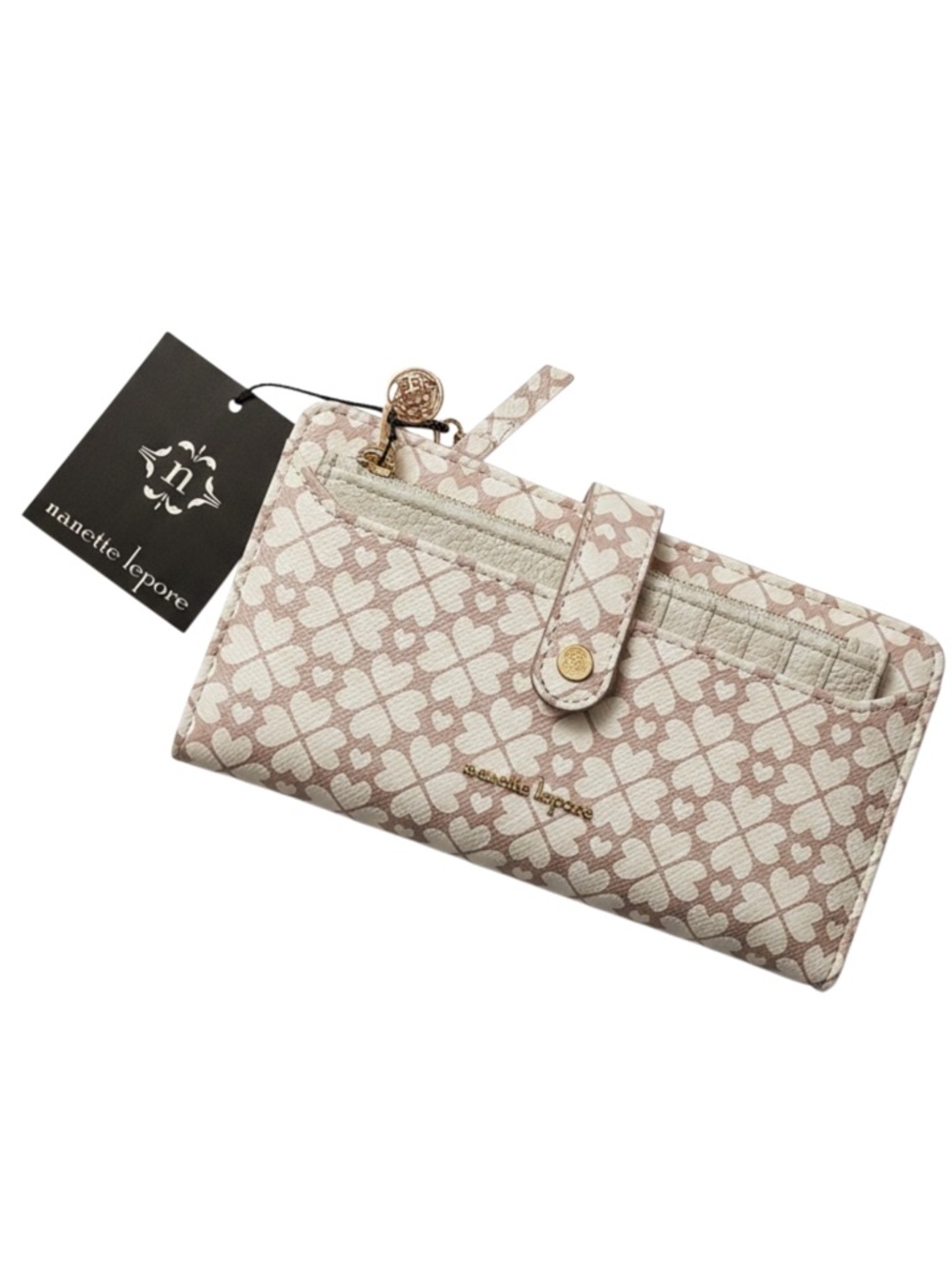 Nanette Lepore Lilli Wallet-Heart Geo Taupe-Rice